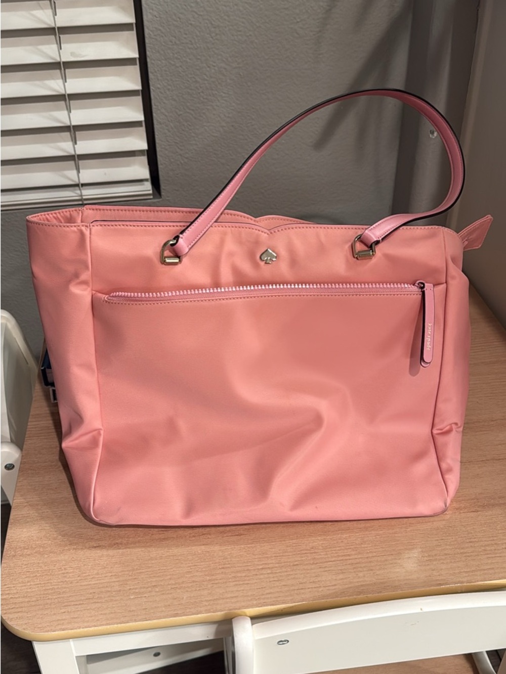 kate spade Coral Pink Convertible Tote with Front Zip